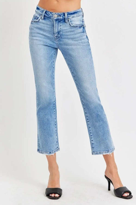 RISEN Full Size Low Rise Crop Slim Straight Jeans - Trendsi - Flyclothing LLC