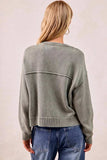 BiBi Washed Sweater V Neck Cardigan - Trendsi - Flyclothing LLC
