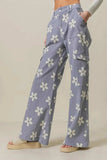 BiBi Flower Printed Side Pocket Wide Pants - Trendsi - Flyclothing LLC