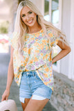 Printed Round Neck Cap Sleeve Blouse - Trendsi - Flyclothing LLC
