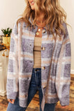 Plaid Button Up Collared Neck Cardigan - Trendsi - Flyclothing LLC