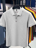 Men's Plus Size Collared Neck Short Sleeve Polo - Trendsi - Flyclothing LLC