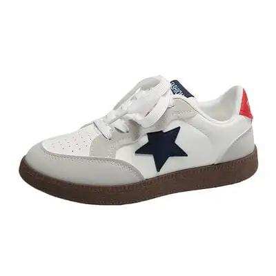 Contrast Star Lace-Up Athletic Sneakers - Trendsi - Flyclothing LLC