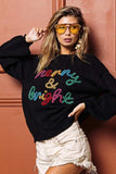 BiBi Tinsel Lettering Christmas Sweater - Trendsi - Flyclothing LLC
