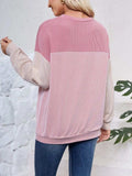 Color Block Round Neck Long Sleeve Sweatshirt - Trendsi - Flyclothing LLC
