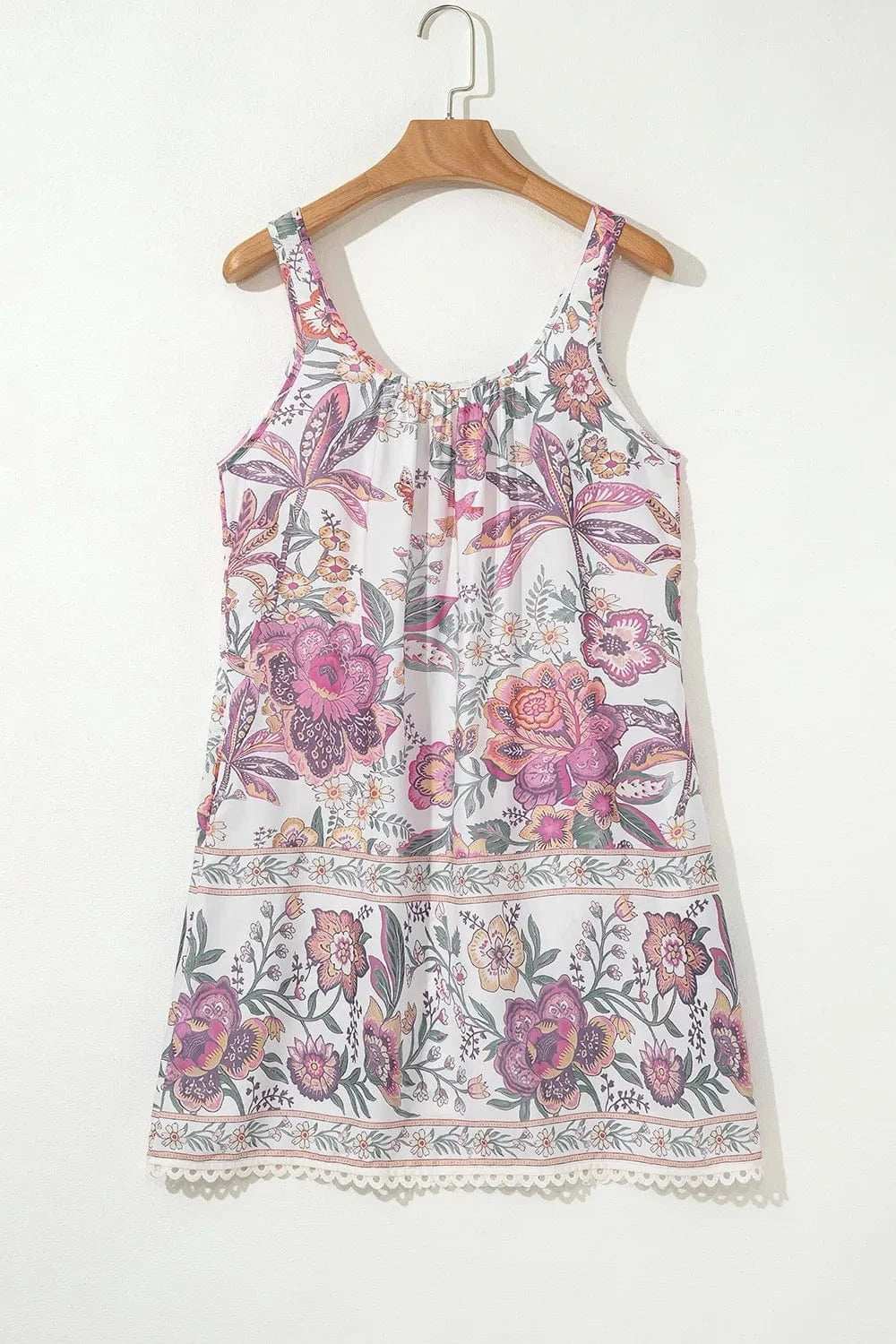 Multicolour Floral Tie Neck Sleeveless Mini Dress - Trendsi - Flyclothing LLC