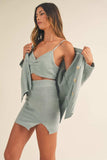 MABLE 3 Pieces Sweater Set with Crop Cami, Mini Skirt, Cardigan - Trendsi - Flyclothing LLC