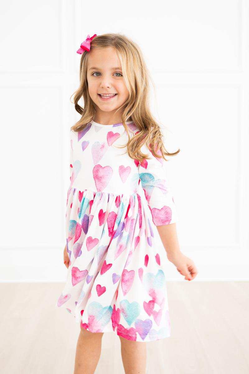 Light Hearted 3/4 Sleeve Pocket Twirl Dress - Mila & Rose ® - Flyclothing LLC