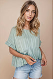 Peplum Round Neck Half Sleeve Blouse - Trendsi - Flyclothing LLC