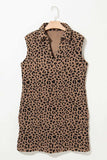 Leopard Johnny Collar Sleeveless Mini Dress - Trendsi - Flyclothing LLC