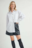 Aemi + Co High-Low Collared Neck Drop Shoulder Shirt - Trendsi - Flyclothing LLC
