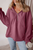 Pocketed Half Zip Dropped Shoulder Hoodie - Trendsi - Flyclothing LLC