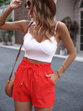 Tied High Waist Shorts with Pockets - Trendsi - Flyclothing LLC