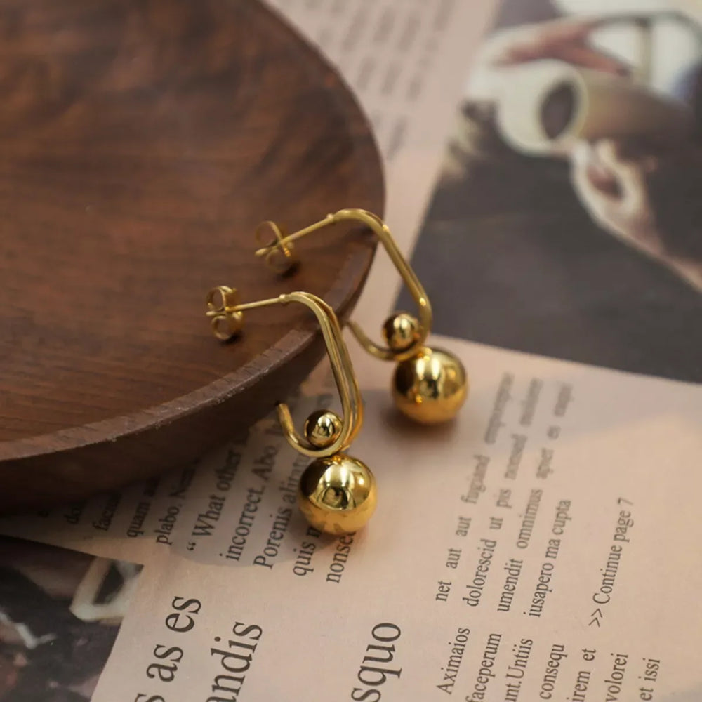 18K Gold-Plated Ball Drop Earrings - Trendsi - Flyclothing LLC