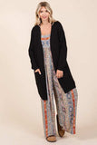 Mittoshop Open Front Long Sleeve Longline Cardigan - Trendsi - Flyclothing LLC