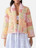 Printed Patchwork Open Front Cardigan with Pockets - Trendsi - Flyclothing LLC