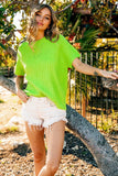 BiBi Texture Round Neck Short Sleeve Knit Top - Trendsi - Flyclothing LLC