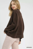 Umgee V-Neck Sweater with Wide Trim Detail - Trendsi - Flyclothing LLC