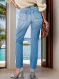 Distressed Buttoned Jeans with Pockets - Trendsi - Flyclothing LLC