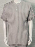Men's Plus Size Ribbed Quarter Button Round Neck Striped Trim Polo - Trendsi - Flyclothing LLC