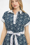 Umgee Border Print Belted Shirt Dress - Trendsi - Flyclothing LLC