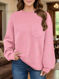 Full Size Texture Round Neck Long Sleeve Sweatshirt - Trendsi - Flyclothing LLC