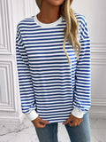 Ivy Lane Striped Round Neck Long Sleeve Sweatshirt - Trendsi - Flyclothing LLC