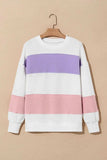 Color Block Round Neck Long Sleeve Sweatshirt - Trendsi - Flyclothing LLC
