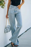 Side Slit Jeans with Pockets - Trendsi - Flyclothing LLC