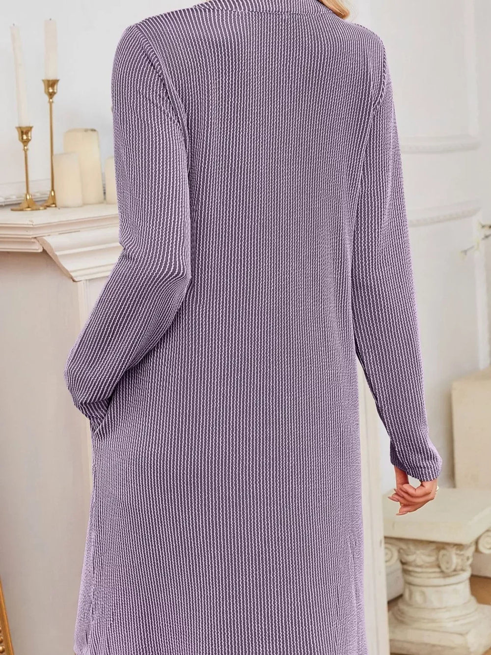 Casual Ribbed Knit Long Sleeve Dress - Trendsi - Flyclothing LLC