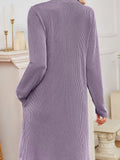 Casual Ribbed Knit Long Sleeve Dress - Trendsi - Flyclothing LLC