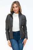 YMI Faux Layered Double-Zipper Jacket with Fuzzy Hood - Trendsi - Flyclothing LLC