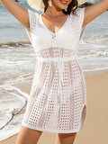Openwork V-Neck Cap Sleeve Cover-Up - Trendsi - Flyclothing LLC