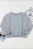 Raw Hem Round Neck Long Sleeve Sweatshirt - Trendsi - Flyclothing LLC