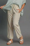 Umgee Full Size Drawstring Elastic Waistband Linen Blend Pants Plus Size - Trendsi - Flyclothing LLC