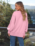 Slit Round Neck Long Sleeve Sweatshirt - Trendsi - Flyclothing LLC