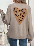 Perfee Tied Contrast Heart V-Neck Long Sleeve Cardigan - Trendsi - Flyclothing LLC