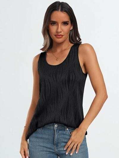 Round Neck Wide Strap Tank - Trendsi - Flyclothing LLC