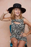 BiBi Zebra Printed Rib with Cut Out Front Sleeveless - Trendsi - Flyclothing LLC