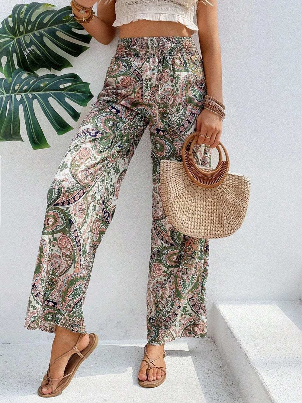 Printed Wide Leg Pants - Trendsi - Flyclothing LLC