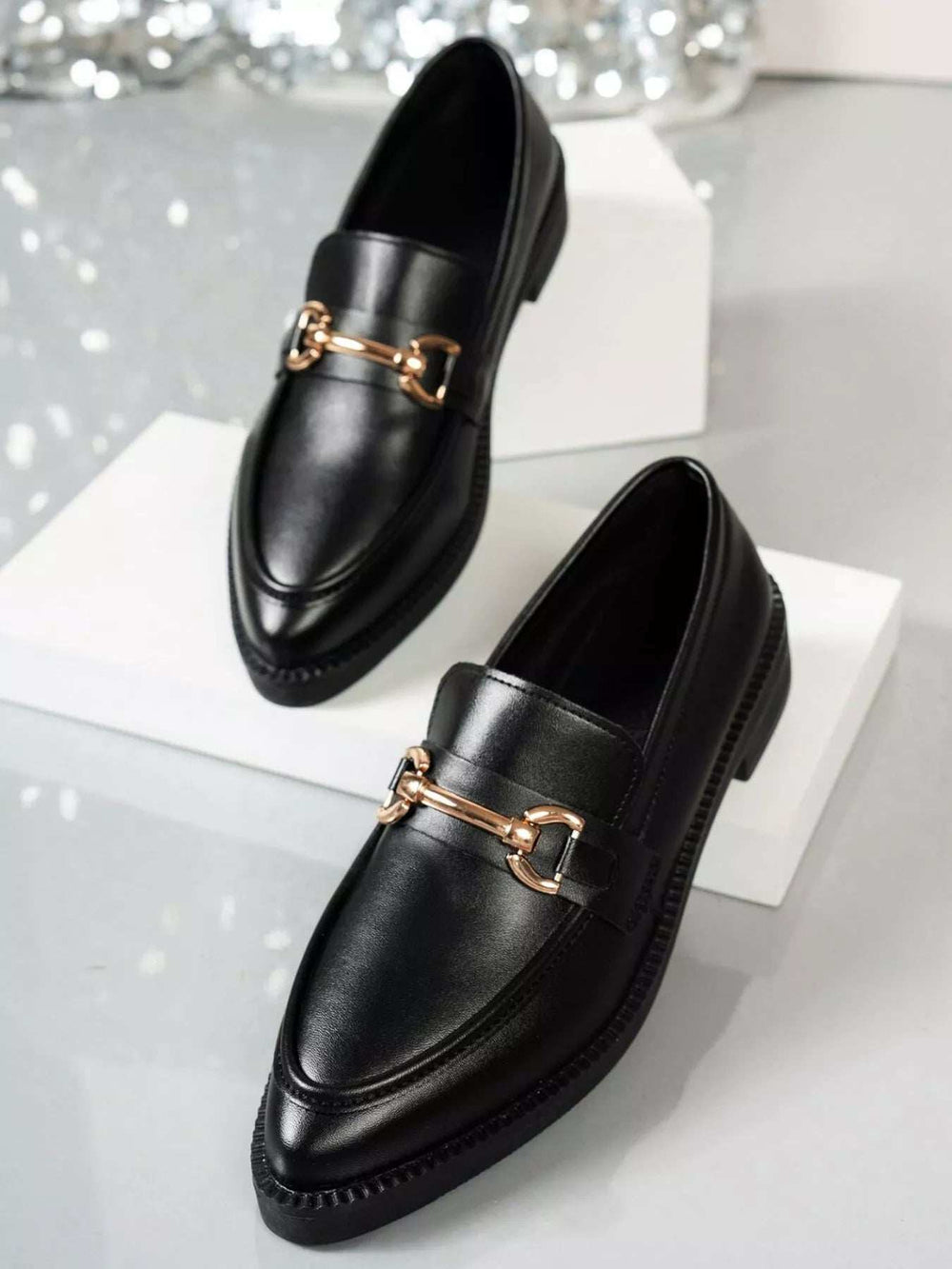 Point Toe Block Heels Loafers - Trendsi - Flyclothing LLC