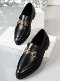 Point Toe Block Heels Loafers - Trendsi - Flyclothing LLC