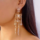 Halloween Skeleton Skull Zircon Drop Earrings - Trendsi - Flyclothing LLC