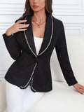 Single-Breasted Lapel Collar Blazer - Trendsi - Flyclothing LLC