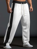 Men's Full Size Drawstring Contrast Wide Leg Pants Plus Size - Trendsi - Flyclothing LLC
