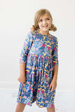 Flora 3/4 Sleeve Pocket Twirl Dress - Mila & Rose ® - Flyclothing LLC
