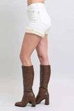 Judy Blue Full Size High Waist Shearling Cuff Denim Shorts Plus Size - Trendsi - Flyclothing LLC