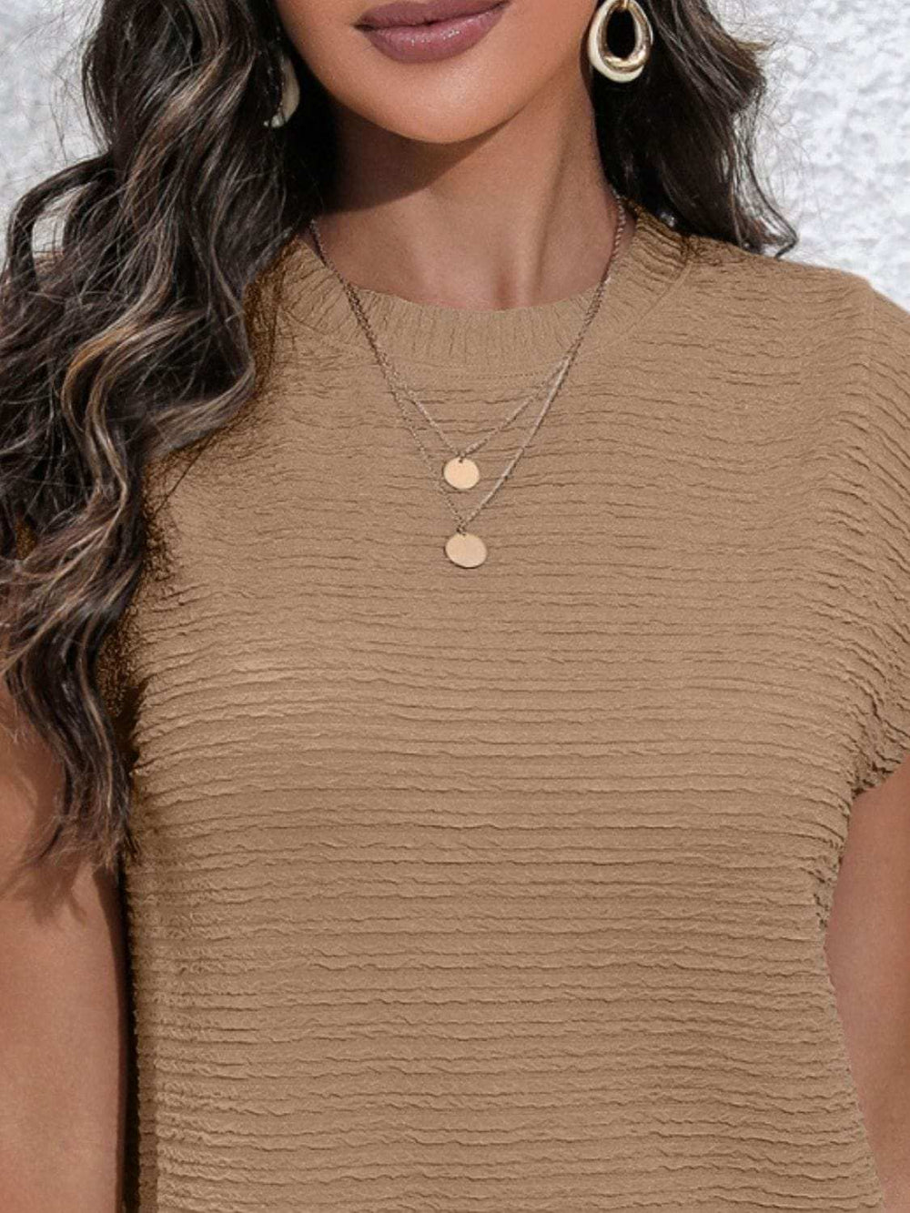 Round Neck Cap Sleeve Mini Dress with Pockets - Trendsi - Flyclothing LLC