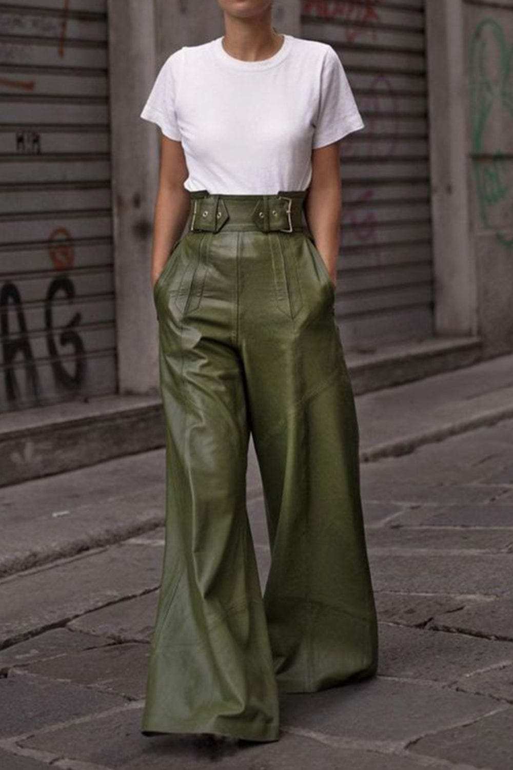 High Waist Wide Flare Pants - Trendsi - Flyclothing LLC