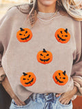 Halloween Pumpkin Drop Shoulder Sweatshirt - Trendsi - Flyclothing LLC